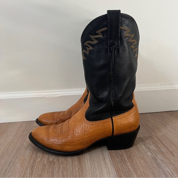 Ariat Men’s Brown & Black Leather Cowboy Work Boots size 10 wide - Picture 2 of 11